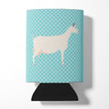 Saanen Goat Blue Check Can or Bottle Hugger Cooler Sleeve for Standard 12 oz Cans, Insulated Foam Beer & Soda Can Hugger Reusable