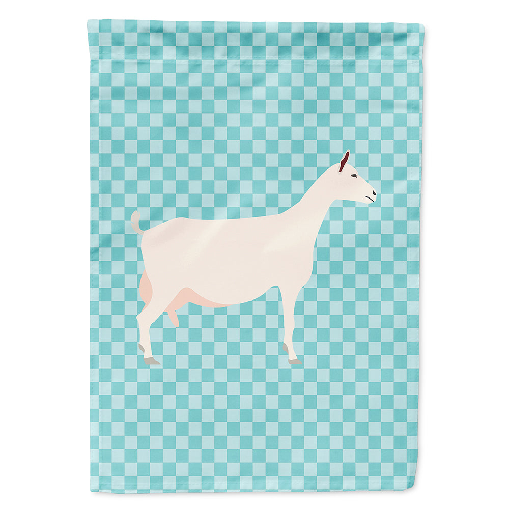 Saanen Goat Blue Check House Flag 28x40 Porch Sleeve Pole Decorative Outside Yard Banner Artwork Wall Hanging, Polyester