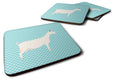 Saanen Goat Blue Check Foam Coasters Set of 4 Cup Coasters for Indoor Outdoor, Tabletop Protection, Anti Slip, Mouse pad Material
