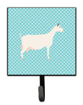 Saanen Goat Blue Check Leash or Key Holder Wall Hooks, Key Hooks Holder, Coat Rack Wall Mount, Coat Hooks, Hooks for Hanging Keys, Towels, Aprons, Leashes