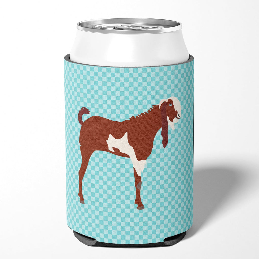 Jamnapari Goat Blue Check Can or Bottle Hugger Cooler Sleeve for Standard 12 oz Cans, Insulated Foam Beer & Soda Can Hugger Reusable