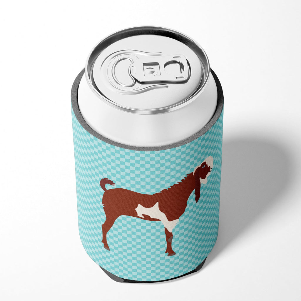 Jamnapari Goat Blue Check Can or Bottle Hugger Cooler Sleeve for Standard 12 oz Cans, Insulated Foam Beer & Soda Can Hugger Reusable