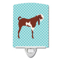 Jamnapari Goat Blue Check Ceramic Night Light Compact, UL-Certified, Ideal for Bedroom, Bathroom, Nursery, Hallway, Kitchen, 6x4x3, Multicolor