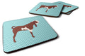 Jamnapari Goat Blue Check Foam Coasters Set of 4 Cup Coasters for Indoor Outdoor, Tabletop Protection, Anti Slip, Mouse pad Material