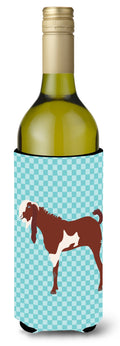 Jamnapari Goat Blue Check Wine Bottle Hugger Gift Sleeve for Standard 750 ml Bottles, Insulated Reusable Also Fits Mini Shot & Pint Bottles