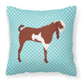 Jamnapari Goat Blue Check Decorative Throw Pillow 18x18 Indoor Outdoor Accent Cushion, Fabric Cover with Insert for Sofa, Bed, Porch & Living Room