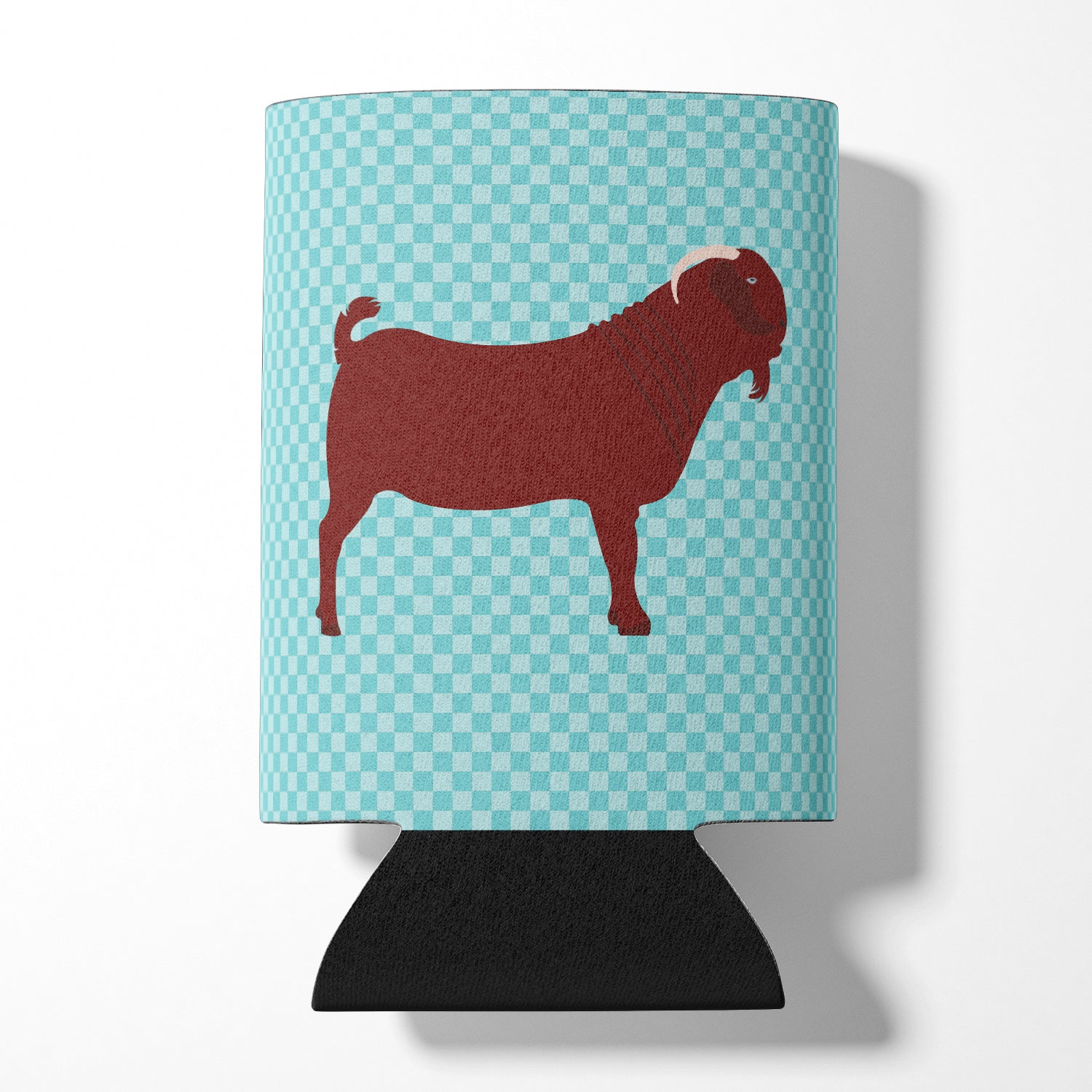 Kalahari Red Goat Blue Check Can or Bottle Hugger Cooler Sleeve for Standard 12 oz Cans, Insulated Foam Beer & Soda Can Hugger Reusable