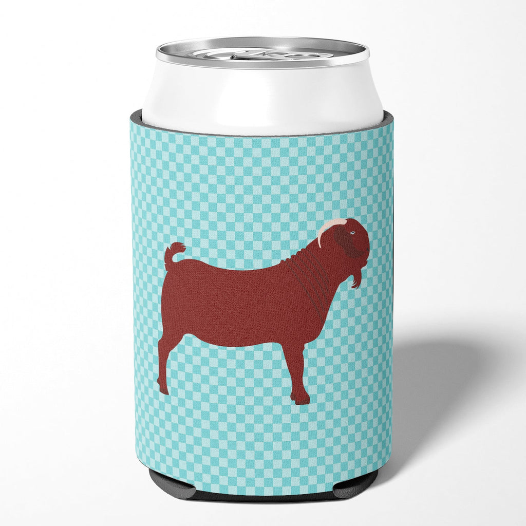 Kalahari Red Goat Blue Check Can or Bottle Hugger Cooler Sleeve for Standard 12 oz Cans, Insulated Foam Beer & Soda Can Hugger Reusable