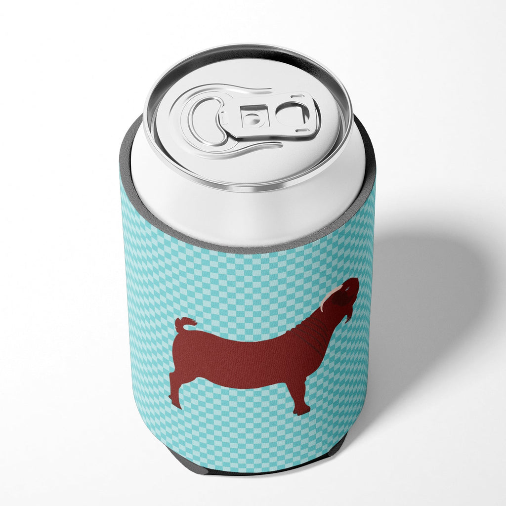 Kalahari Red Goat Blue Check Can or Bottle Hugger Cooler Sleeve for Standard 12 oz Cans, Insulated Foam Beer & Soda Can Hugger Reusable