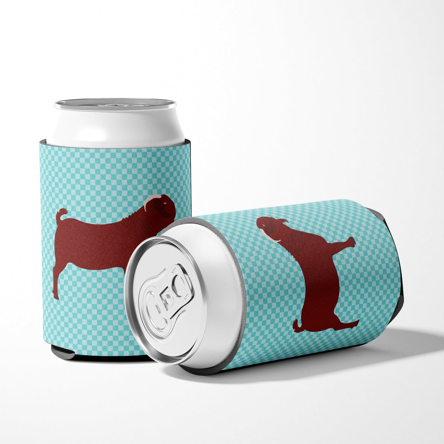 Kalahari Red Goat Blue Check Can or Bottle Hugger Cooler Sleeve for Standard 12 oz Cans, Insulated Foam Beer & Soda Can Hugger Reusable