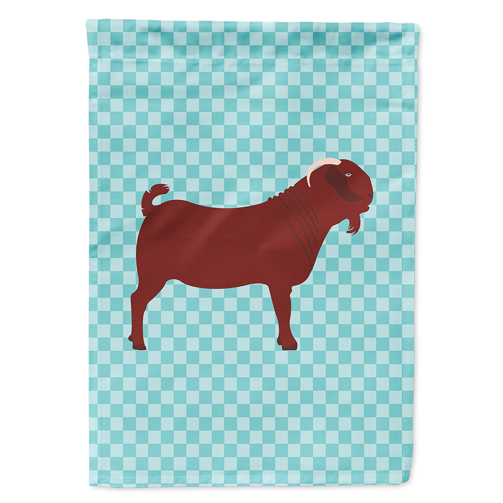 Kalahari Red Goat Blue Check House Flag 28x40 Porch Sleeve Pole Decorative Outside Yard Banner Artwork Wall Hanging, Polyester