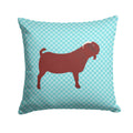 Kalahari Red Goat Blue Check Decorative Throw Pillow 14x14 Indoor Outdoor Accent Cushion, Fabric Cover with Insert for Sofa, Bed, Porch & Living Room