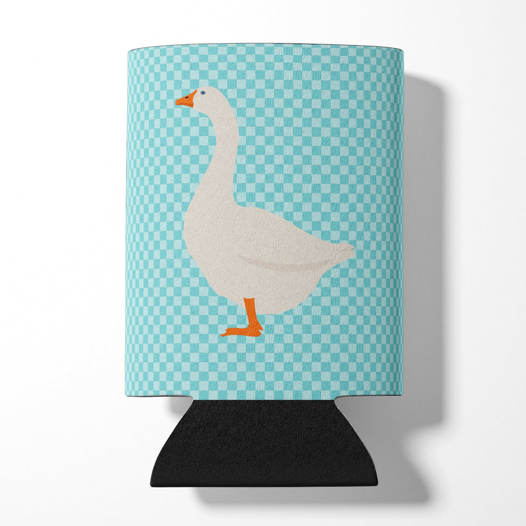 Embden Goose Blue Check Can or Bottle Hugger Cooler Sleeve for Standard 12 oz Cans, Insulated Foam Beer & Soda Can Hugger Reusable