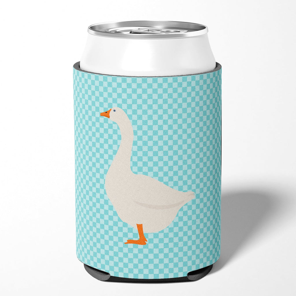 Embden Goose Blue Check Can or Bottle Hugger Cooler Sleeve for Standard 12 oz Cans, Insulated Foam Beer & Soda Can Hugger Reusable