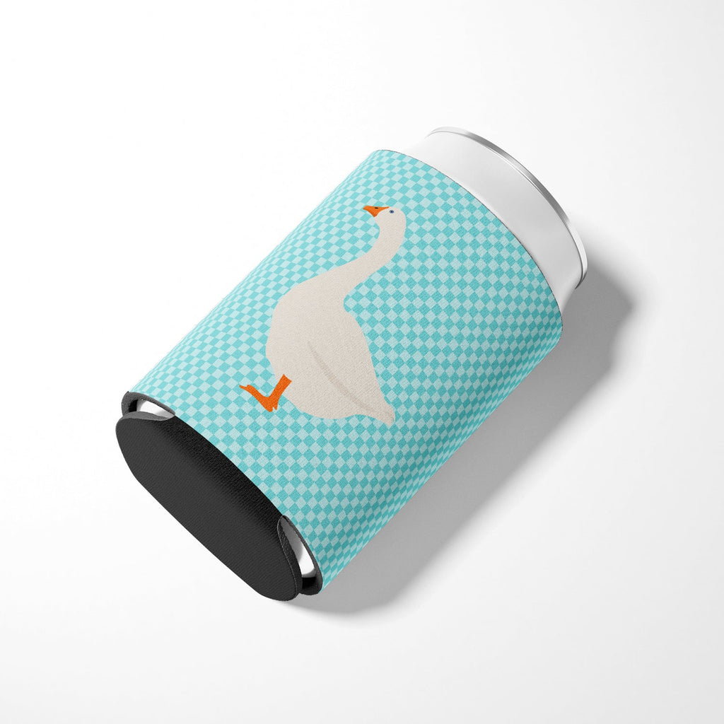 Embden Goose Blue Check Can or Bottle Hugger Cooler Sleeve for Standard 12 oz Cans, Insulated Foam Beer & Soda Can Hugger Reusable