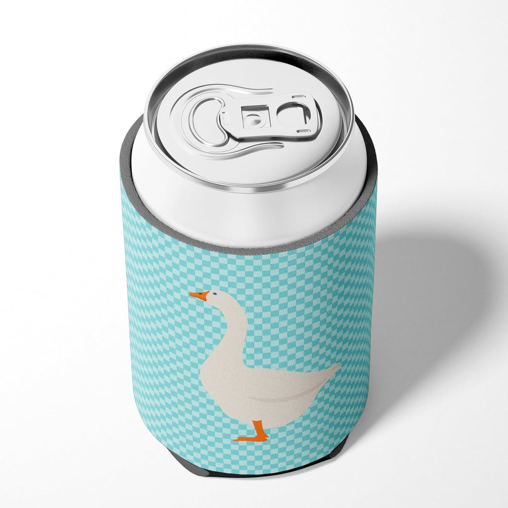 Embden Goose Blue Check Can or Bottle Hugger Cooler Sleeve for Standard 12 oz Cans, Insulated Foam Beer & Soda Can Hugger Reusable