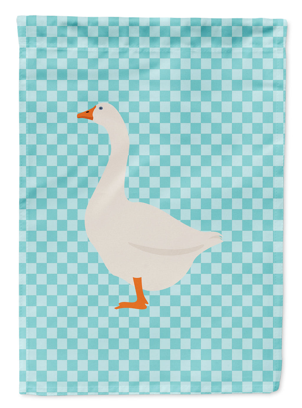 Embden Goose Blue Check House Flag 28x40 Porch Sleeve Pole Decorative Outside Yard Banner Artwork Wall Hanging, Polyester