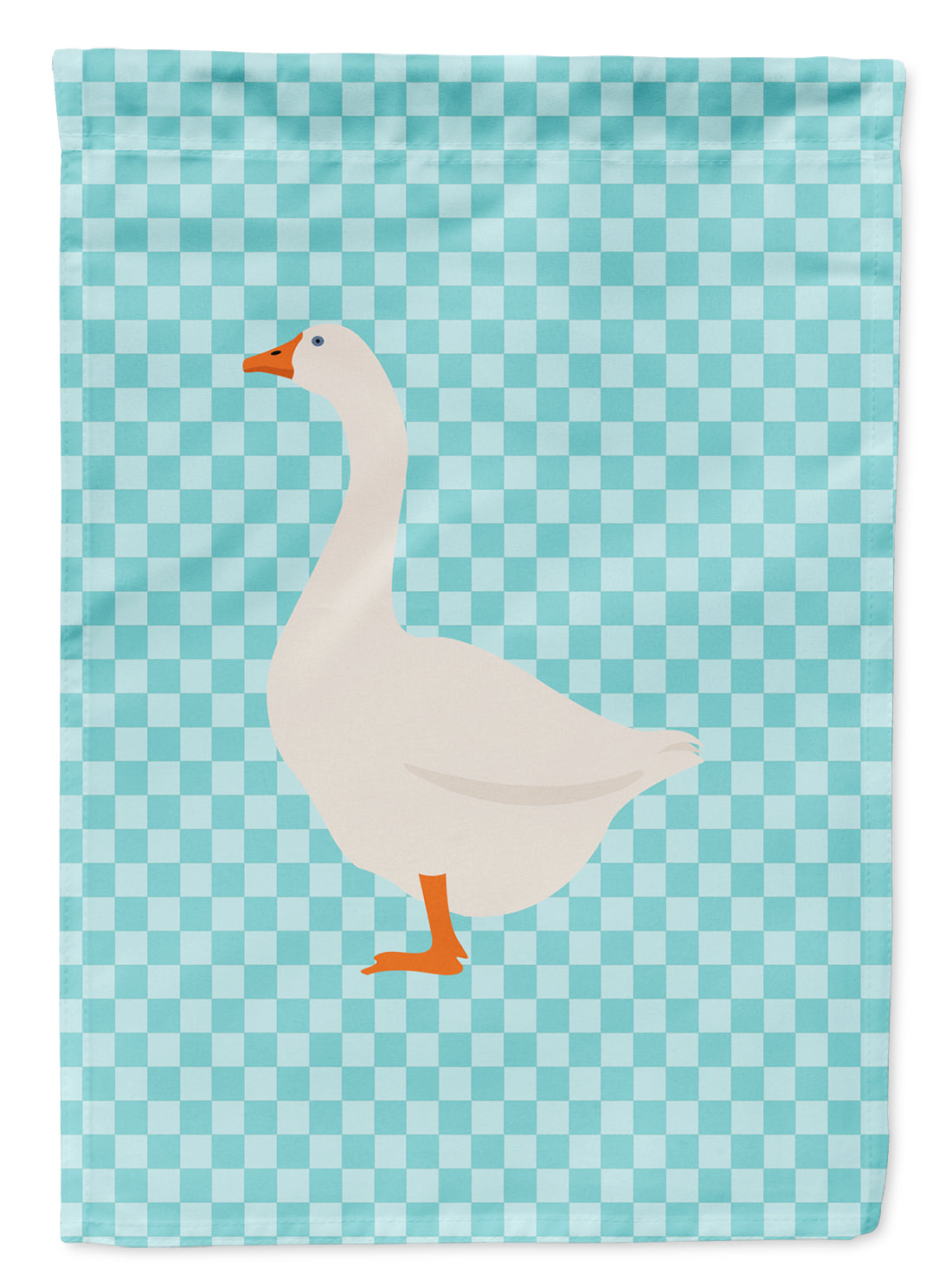 Embden Goose Blue Check House Flag 28x40 Porch Sleeve Pole Decorative Outside Yard Banner Artwork Wall Hanging, Polyester