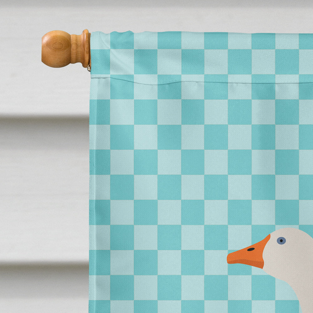 Embden Goose Blue Check House Flag 28x40 Porch Sleeve Pole Decorative Outside Yard Banner Artwork Wall Hanging, Polyester