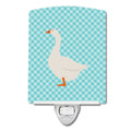 Embden Goose Blue Check Ceramic Night Light Compact, UL-Certified, Ideal for Bedroom, Bathroom, Nursery, Hallway, Kitchen, 6x4x3, Multicolor