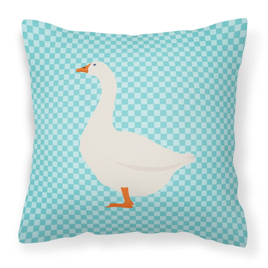 Embden Goose Blue Check Decorative Throw Pillow 18x18 Indoor Outdoor Accent Cushion, Fabric Cover with Insert for Sofa, Bed, Porch & Living Room