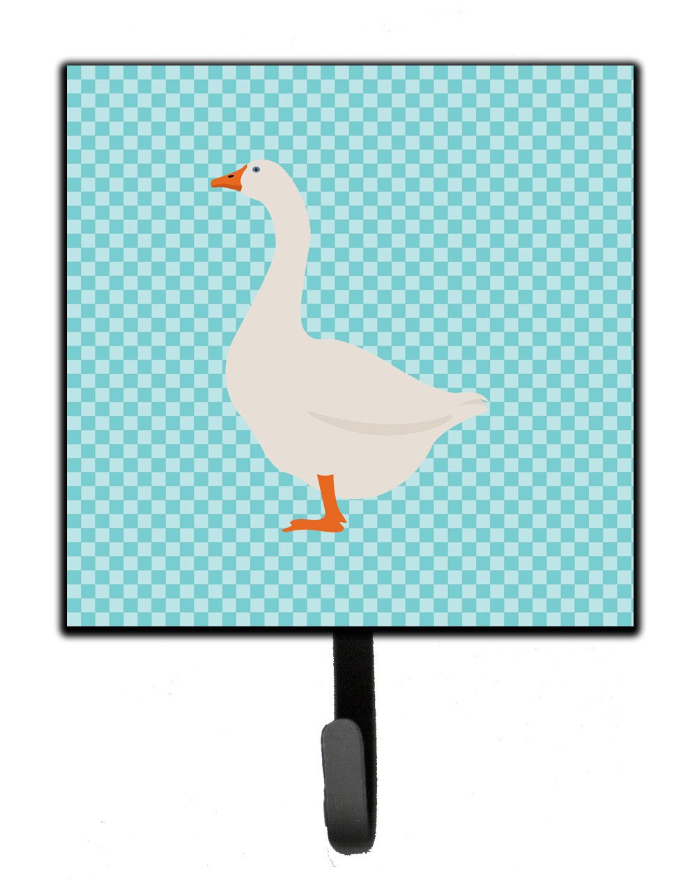 Embden Goose Blue Check Leash or Key Holder Wall Hooks, Key Hooks Holder, Coat Rack Wall Mount, Coat Hooks, Hooks for Hanging Keys, Towels, Aprons, Leashes