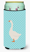 Embden Goose Blue Check Tall Boy Hugger Can Cooler Sleeve Machine Washable Drink Collapsible Insulator Beverage Insulated Holder