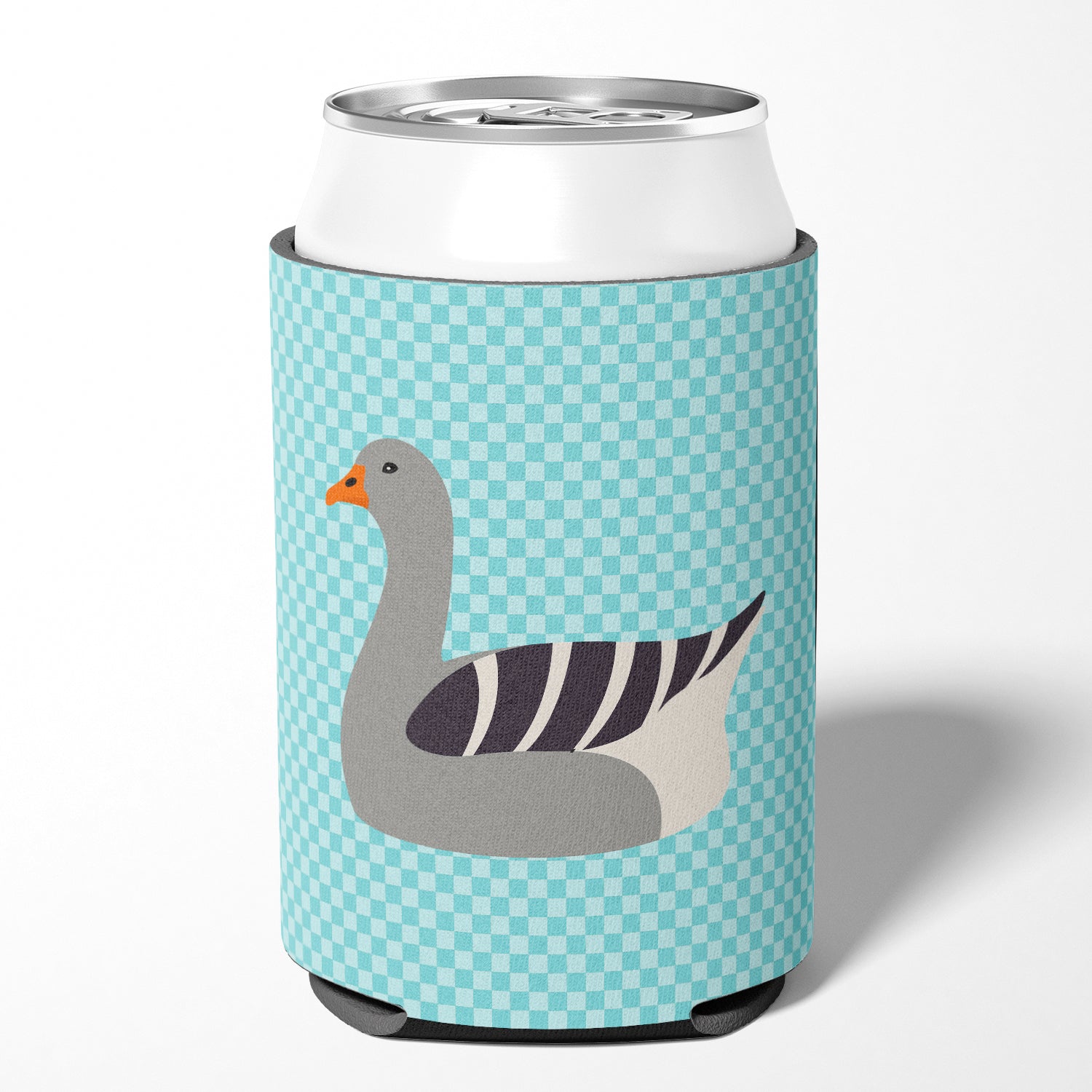 Pilgrim Goose Blue Check Can or Bottle Hugger Cooler Sleeve for Standard 12 oz Cans, Insulated Foam Beer & Soda Can Hugger Reusable