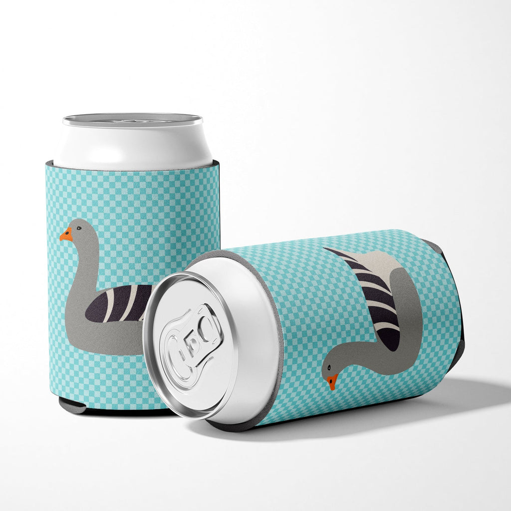 Pilgrim Goose Blue Check Can or Bottle Hugger Cooler Sleeve for Standard 12 oz Cans, Insulated Foam Beer & Soda Can Hugger Reusable