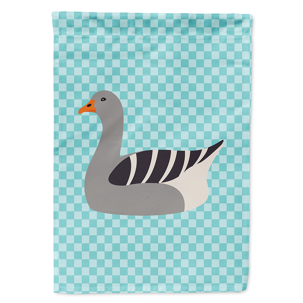 Pilgrim Goose Blue Check House Flag 28x40 Porch Sleeve Pole Decorative Outside Yard Banner Artwork Wall Hanging, Polyester