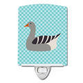 Pilgrim Goose Blue Check Ceramic Night Light Compact, UL-Certified, Ideal for Bedroom, Bathroom, Nursery, Hallway, Kitchen, 6x4x3, Multicolor