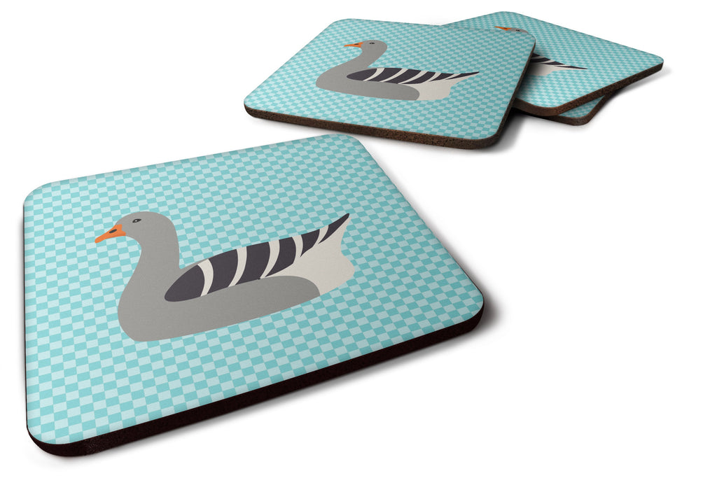 Pilgrim Goose Blue Check Foam Coasters Set of 4 Cup Coasters for Indoor Outdoor, Tabletop Protection, Anti Slip, Mouse pad Material