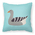 Pilgrim Goose Blue Check Decorative Throw Pillow 18x18 Indoor Outdoor Accent Cushion, Fabric Cover with Insert for Sofa, Bed, Porch & Living Room