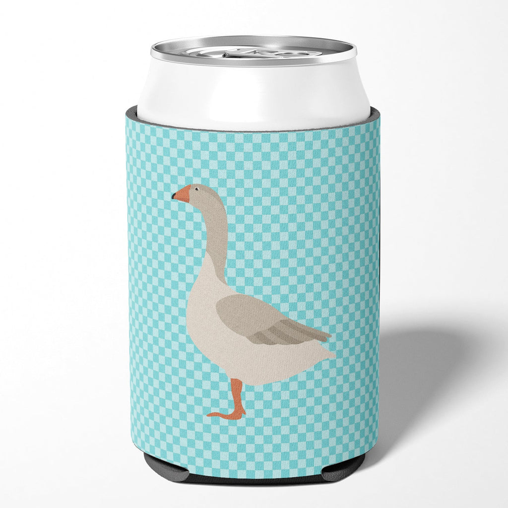 Steinbacher Goose Blue Check Can or Bottle Hugger Cooler Sleeve for Standard 12 oz Cans, Insulated Foam Beer & Soda Can Hugger Reusable