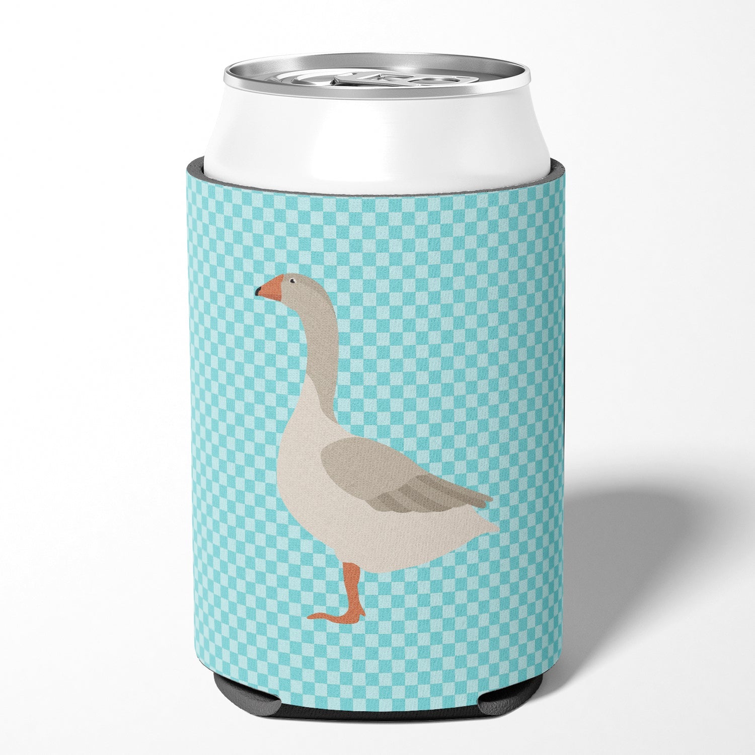 Steinbacher Goose Blue Check Can or Bottle Hugger Cooler Sleeve for Standard 12 oz Cans, Insulated Foam Beer & Soda Can Hugger Reusable