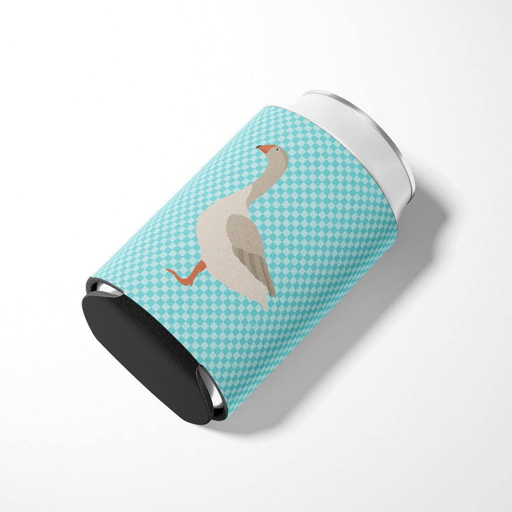 Steinbacher Goose Blue Check Can or Bottle Hugger Cooler Sleeve for Standard 12 oz Cans, Insulated Foam Beer & Soda Can Hugger Reusable