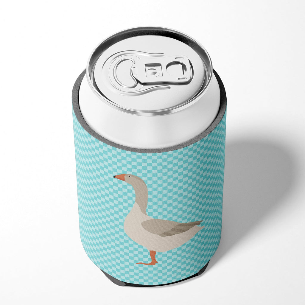 Steinbacher Goose Blue Check Can or Bottle Hugger Cooler Sleeve for Standard 12 oz Cans, Insulated Foam Beer & Soda Can Hugger Reusable
