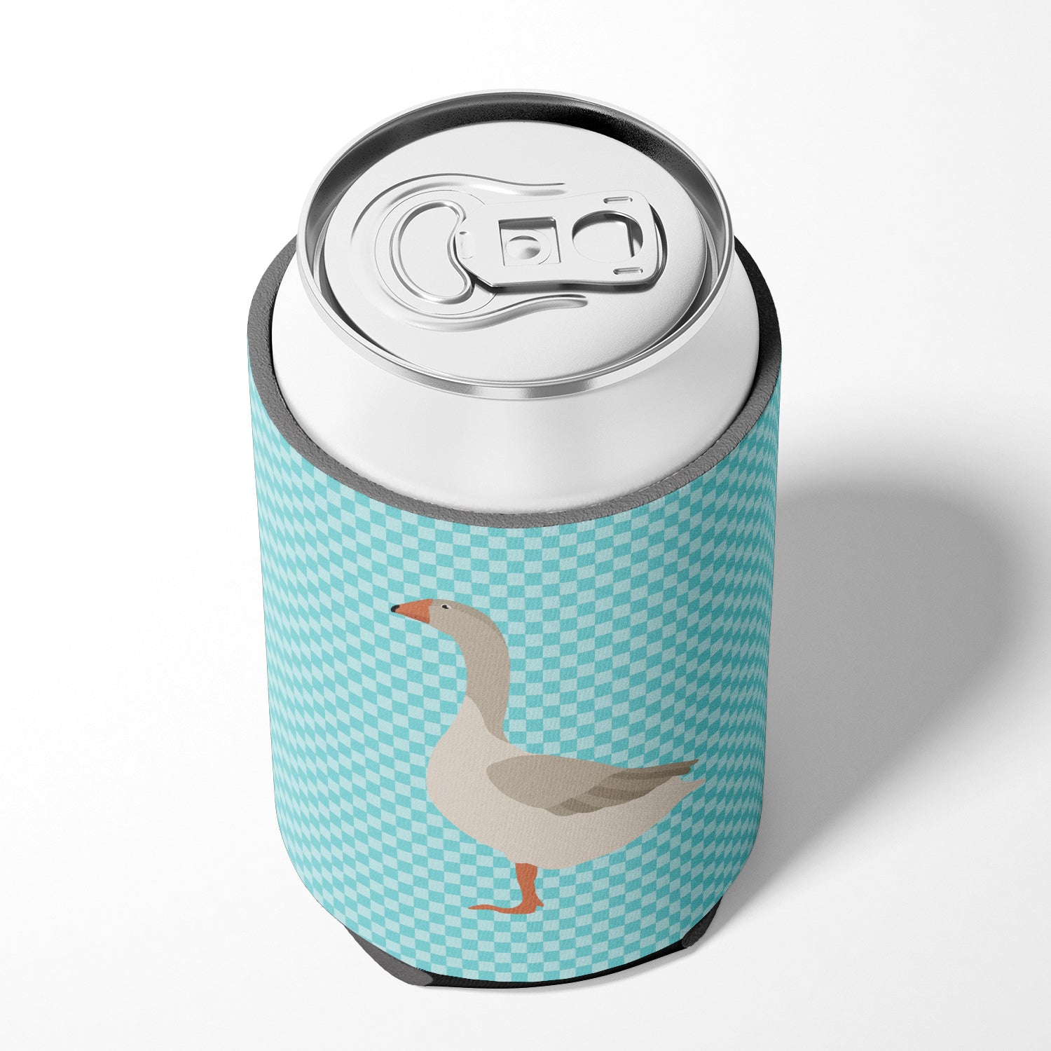 Steinbacher Goose Blue Check Can or Bottle Hugger Cooler Sleeve for Standard 12 oz Cans, Insulated Foam Beer & Soda Can Hugger Reusable