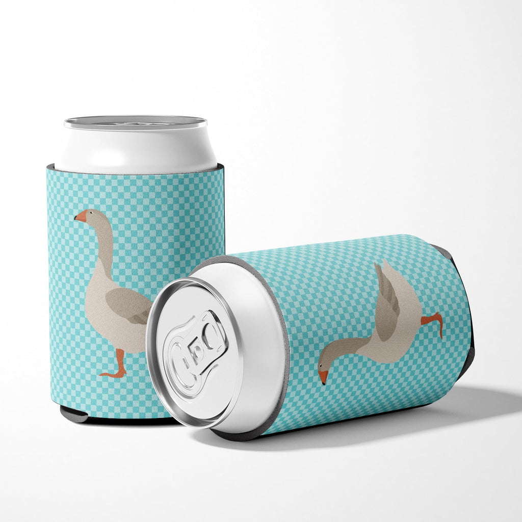 Steinbacher Goose Blue Check Can or Bottle Hugger Cooler Sleeve for Standard 12 oz Cans, Insulated Foam Beer & Soda Can Hugger Reusable