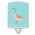 Steinbacher Goose Blue Check Ceramic Night Light Compact, UL-Certified, Ideal for Bedroom, Bathroom, Nursery, Hallway, Kitchen, 6x4x3, Multicolor