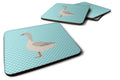 Steinbacher Goose Blue Check Foam Coasters Set of 4 Cup Coasters for Indoor Outdoor, Tabletop Protection, Anti Slip, Mouse pad Material