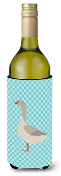Steinbacher Goose Blue Check Wine Bottle Hugger Gift Sleeve for Standard 750 ml Bottles, Insulated Reusable Also Fits Mini Shot & Pint Bottles