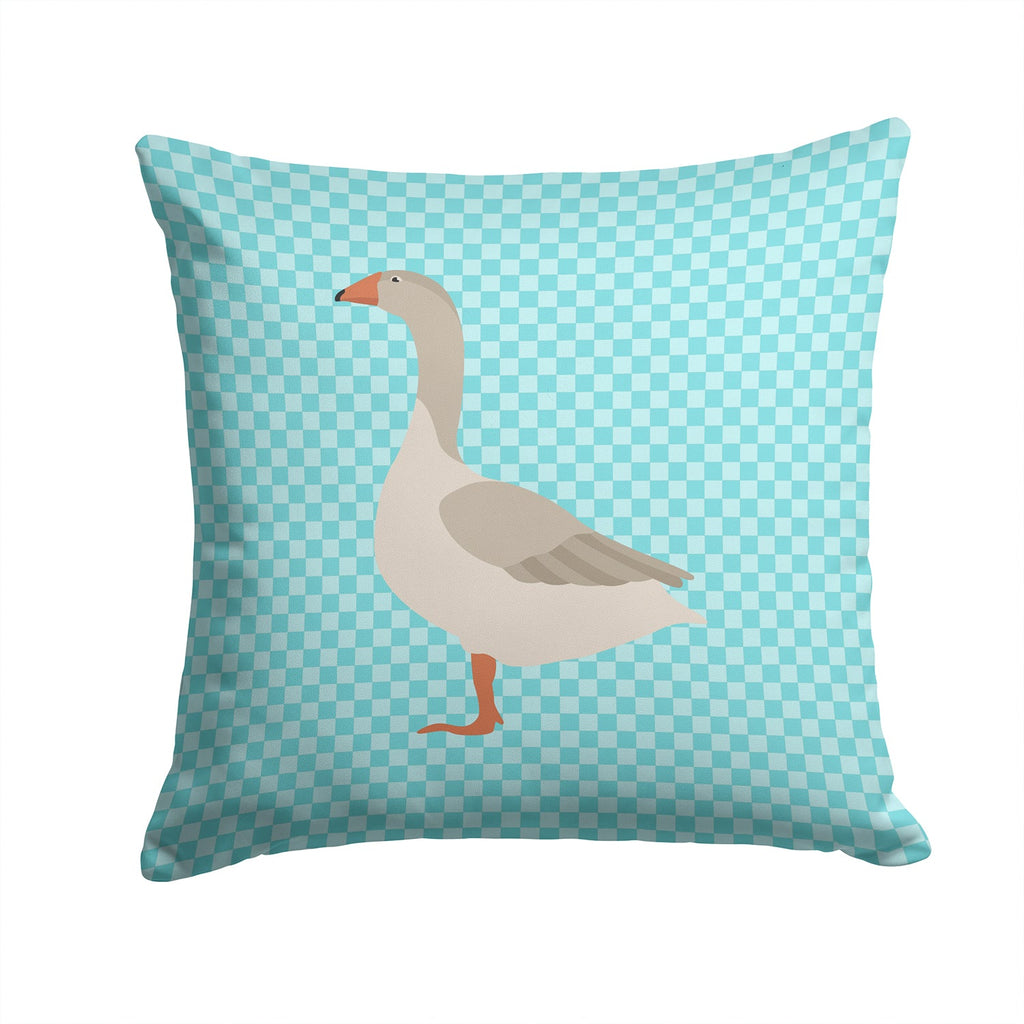 Steinbacher Goose Blue Check Decorative Throw Pillow 14x14 Indoor Outdoor Accent Cushion, Fabric Cover with Insert for Sofa, Bed, Porch & Living Room