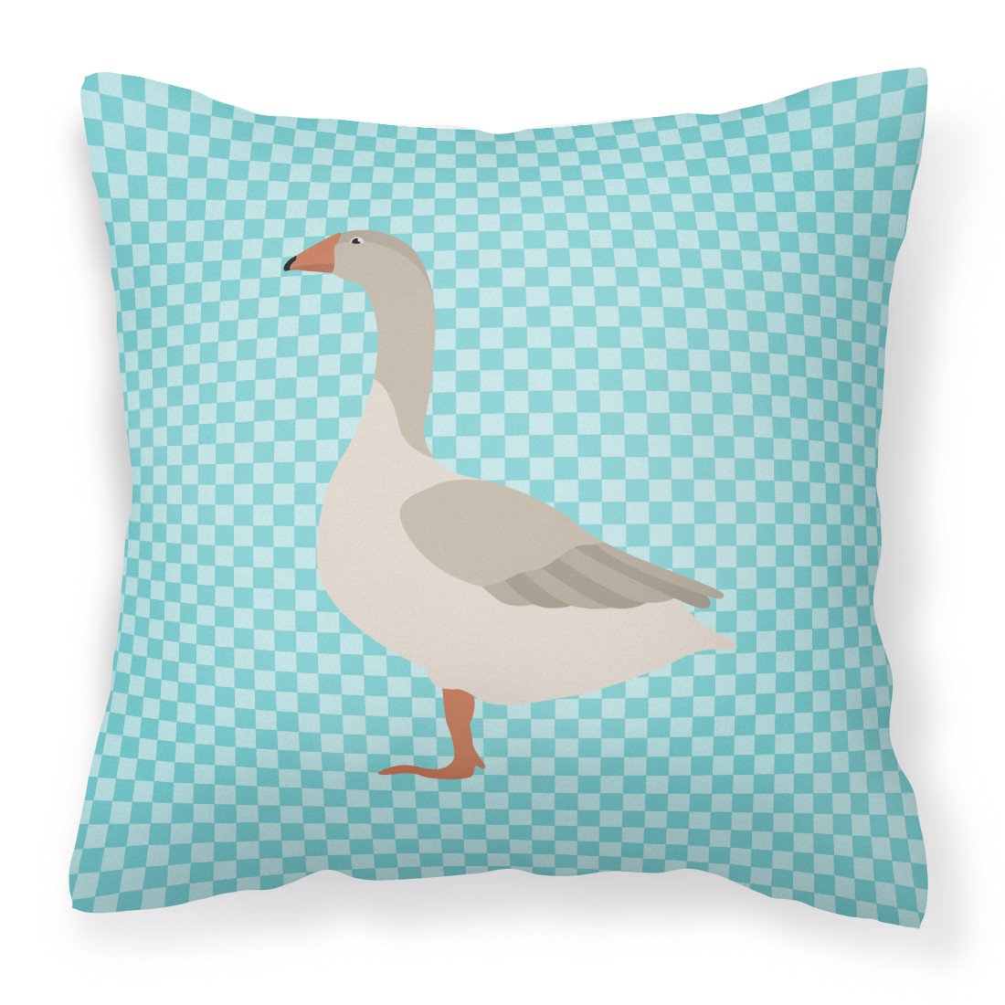 Steinbacher Goose Blue Check Decorative Throw Pillow 18x18 Indoor Outdoor Accent Cushion, Fabric Cover with Insert for Sofa, Bed, Porch & Living Room