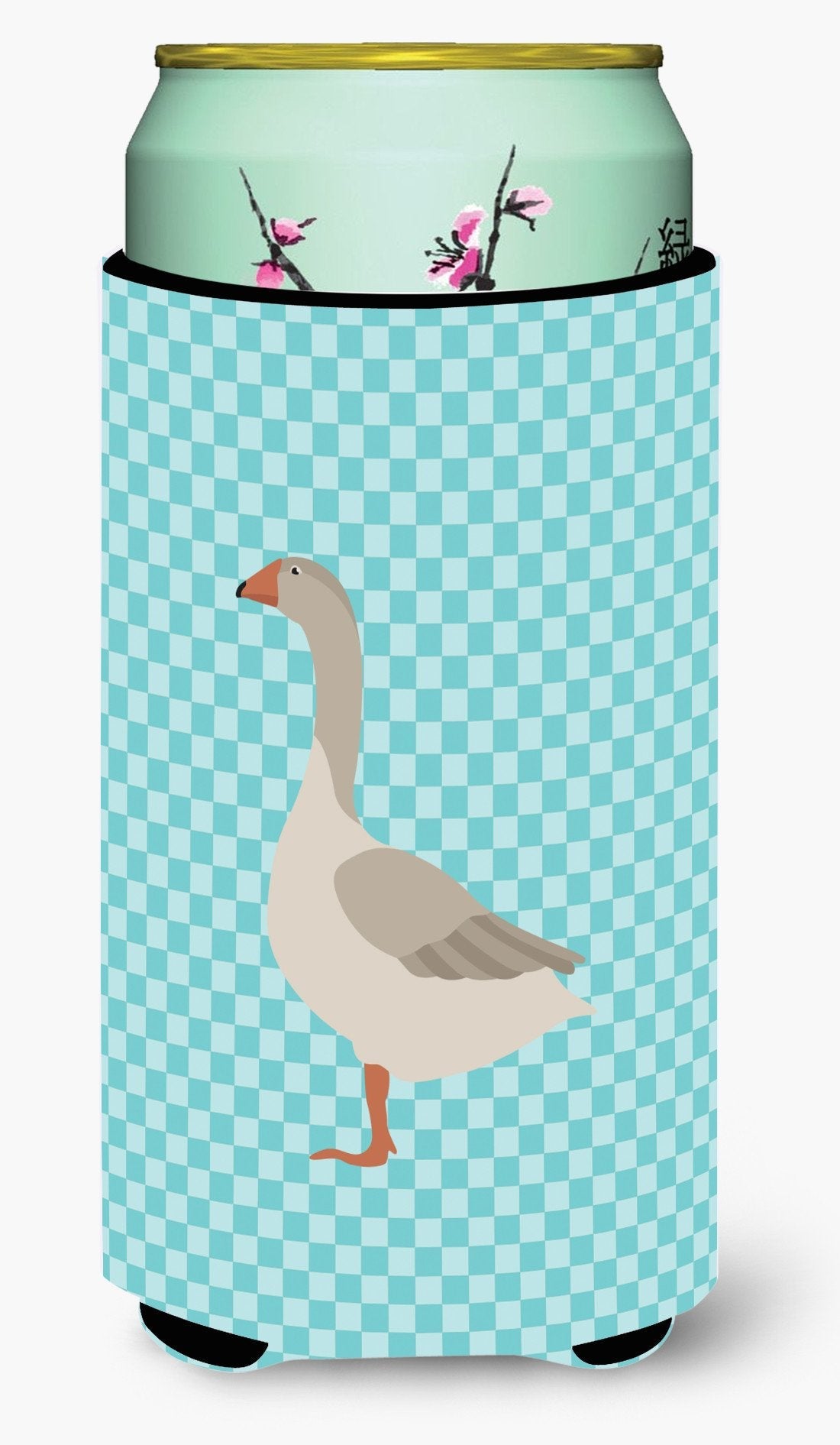 Steinbacher Goose Blue Check Tall Boy Hugger Can Cooler Sleeve Machine Washable Drink Collapsible Insulator Beverage Insulated Holder