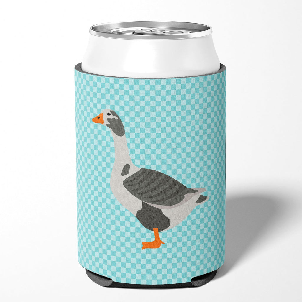 West of England Goose Blue Check Can or Bottle Hugger Cooler Sleeve for Standard 12 oz Cans, Insulated Foam Beer & Soda Can Hugger Reusable