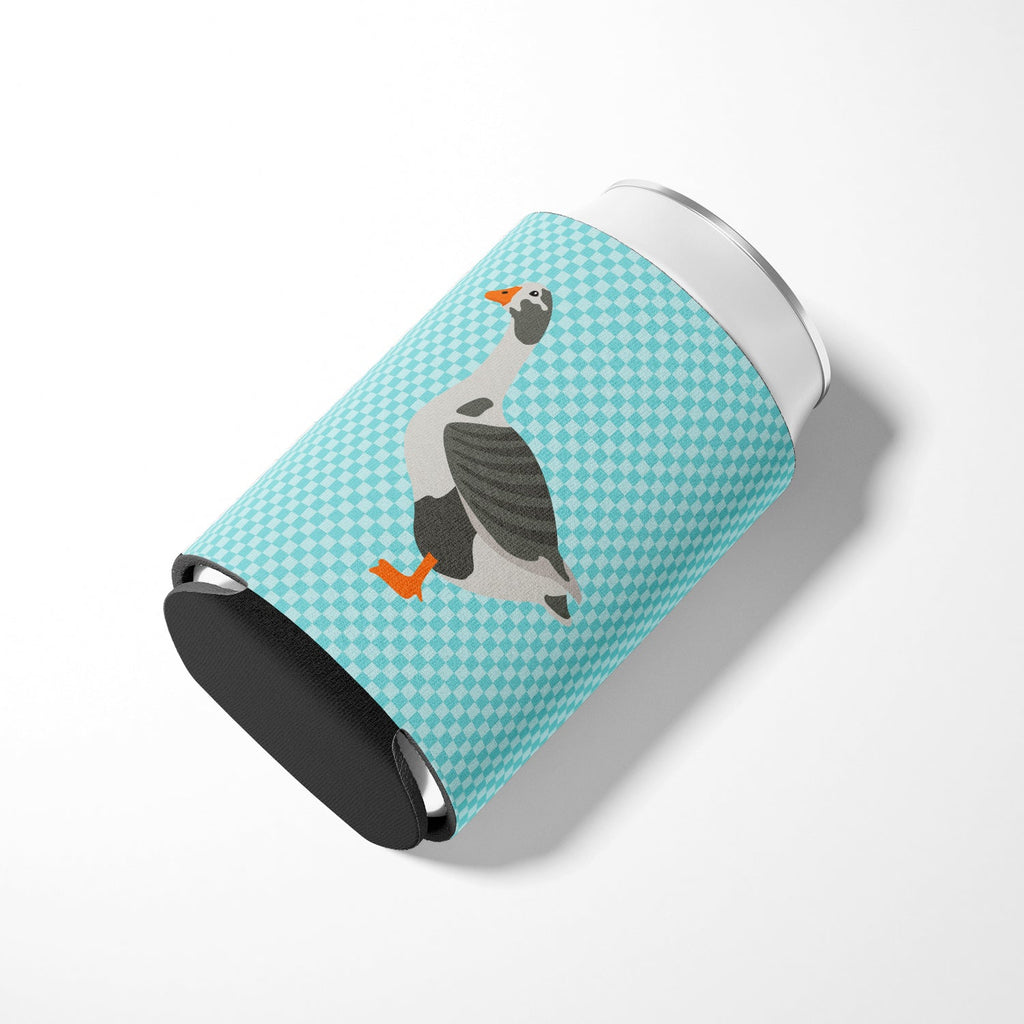West of England Goose Blue Check Can or Bottle Hugger Cooler Sleeve for Standard 12 oz Cans, Insulated Foam Beer & Soda Can Hugger Reusable