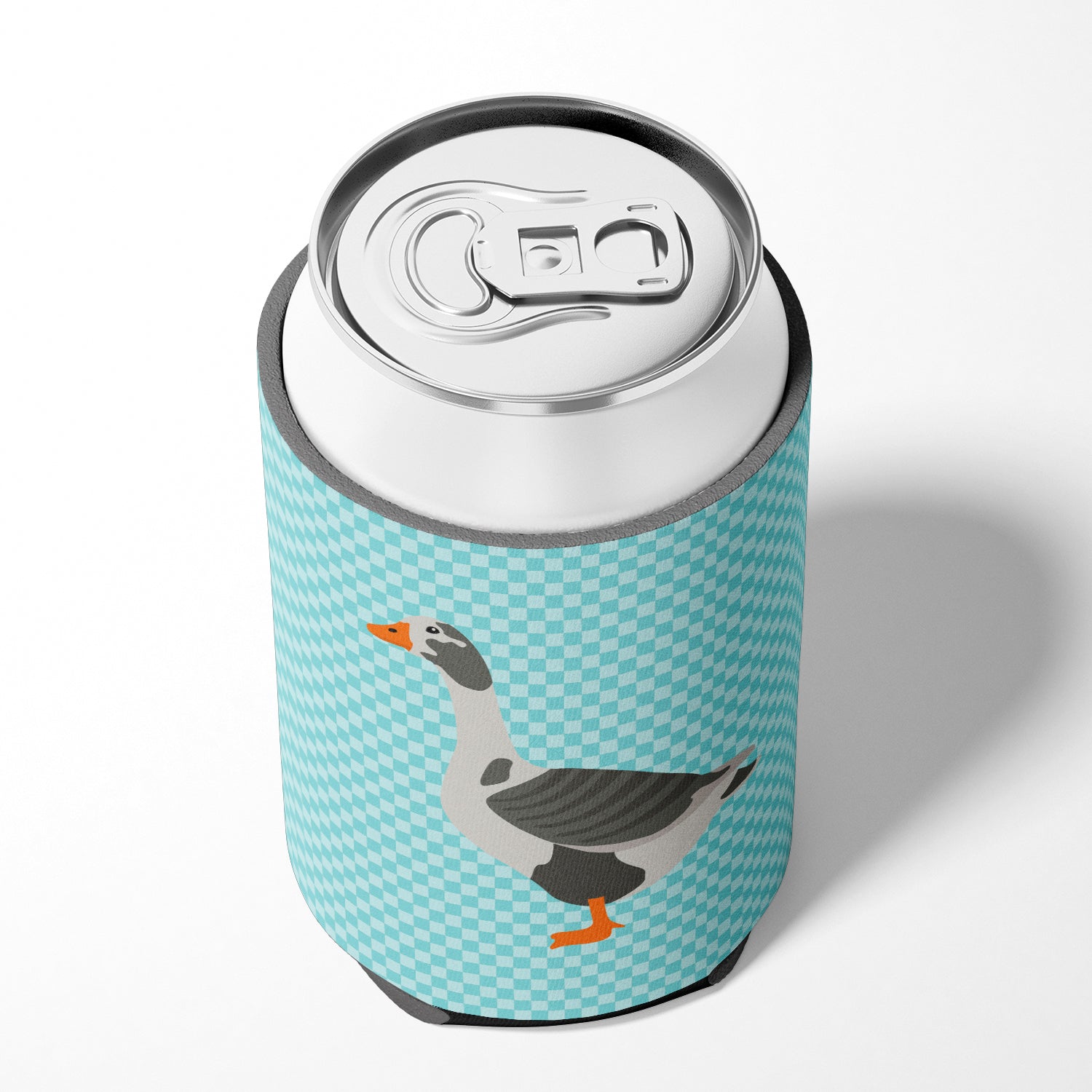 West of England Goose Blue Check Can or Bottle Hugger Cooler Sleeve for Standard 12 oz Cans, Insulated Foam Beer & Soda Can Hugger Reusable