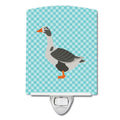 West of England Goose Blue Check Ceramic Night Light Compact, UL-Certified, Ideal for Bedroom, Bathroom, Nursery, Hallway, Kitchen, 6x4x3, Multicolor