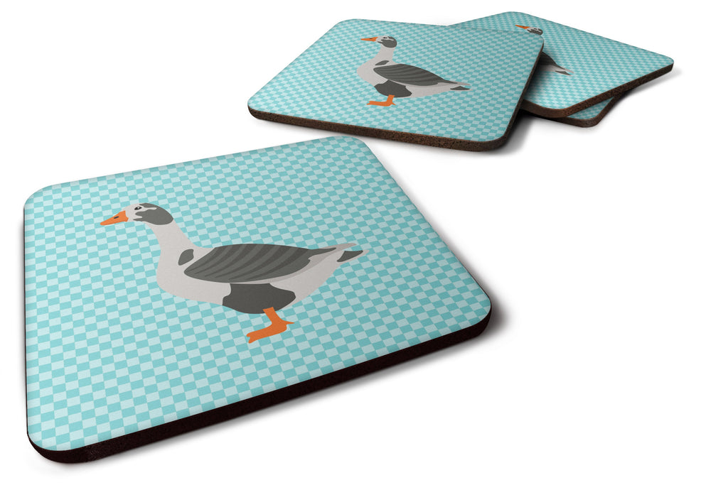 West of England Goose Blue Check Foam Coasters Set of 4 Cup Coasters for Indoor Outdoor, Tabletop Protection, Anti Slip, Mouse pad Material